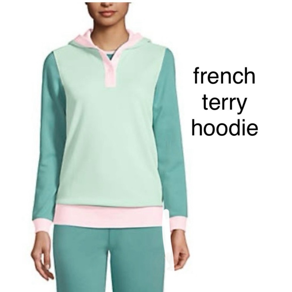 LandsEnd HOODIE TUNIC Wm FRENCH TERRY Generous Relaxed Fit